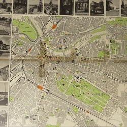 Dresden city street map 1930s 16x23" Tourist Guide Saxony Elbe pre-WW2